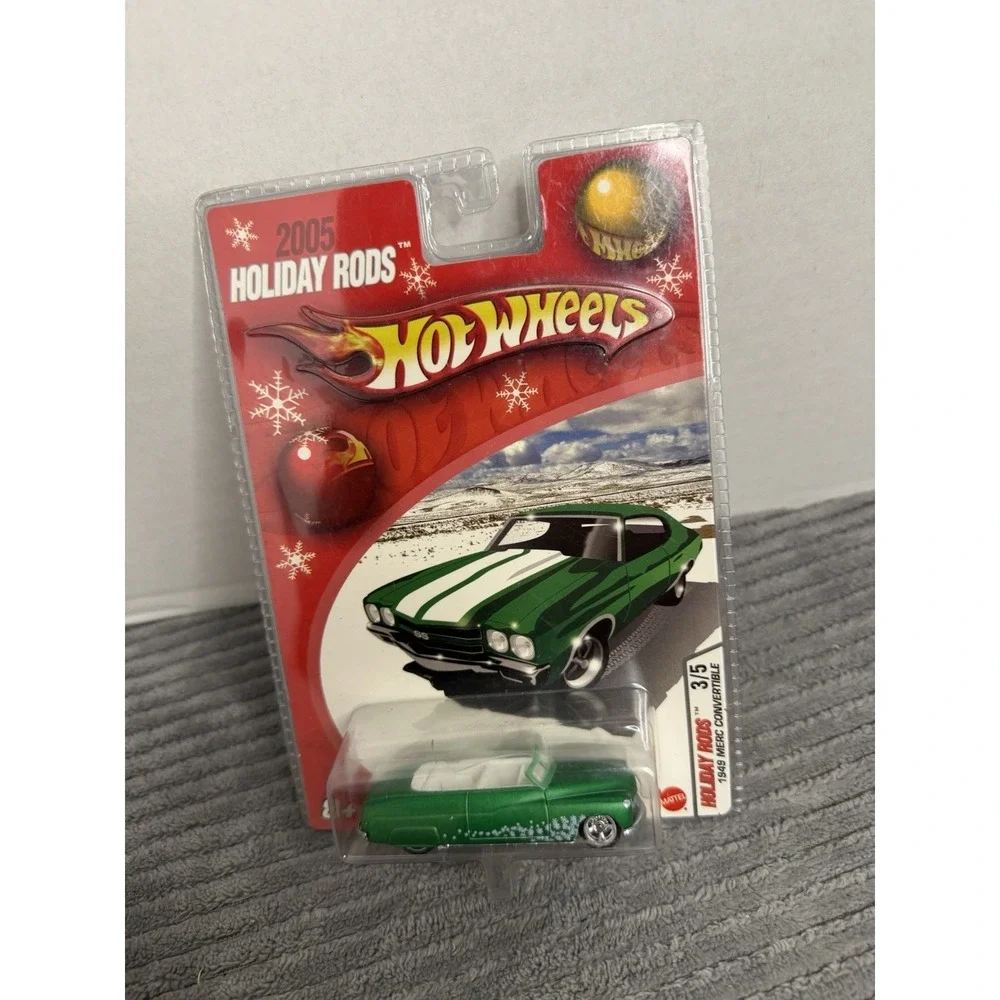 Hot Wheels Holiday Rods Christmas Green 49 Mercury Convertible with Real Riders